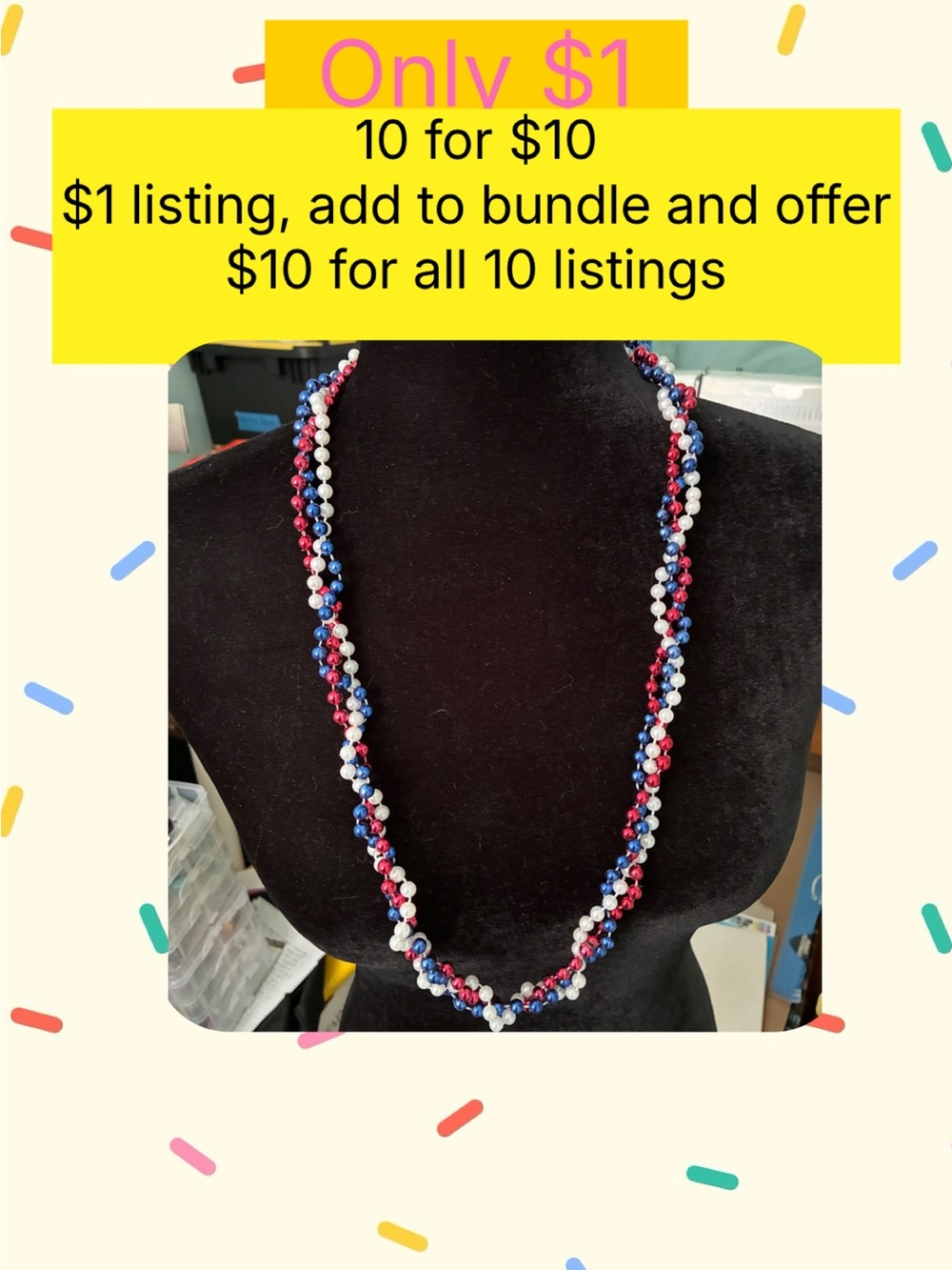 Patriotic Beaded Twist Necklace